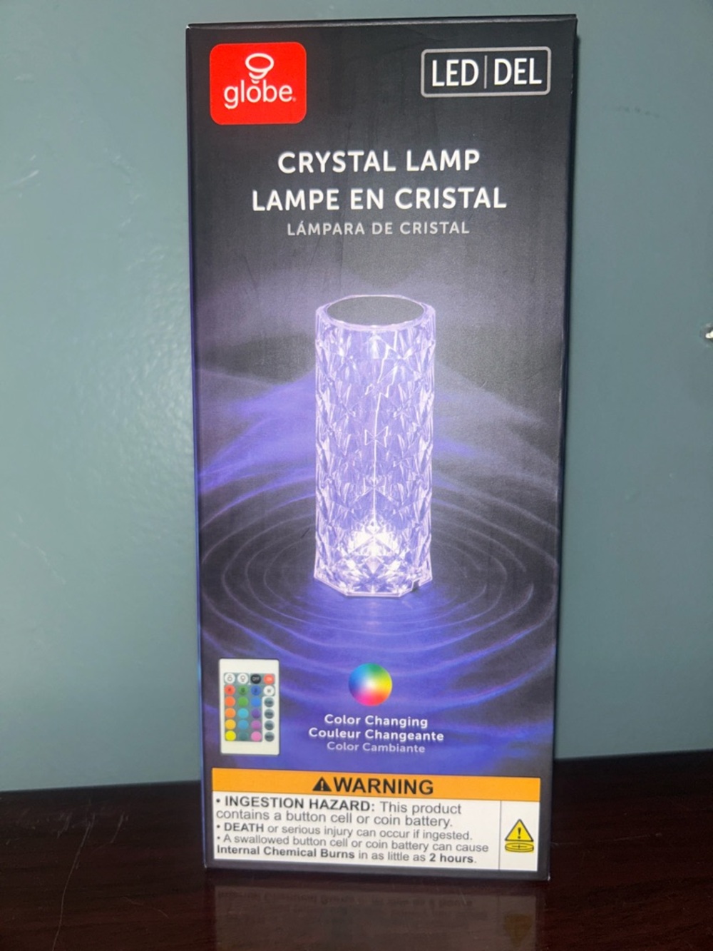 Crystal Touch Dimmable LED 8.5” Lamp Light 16 Color Remote Control NIB